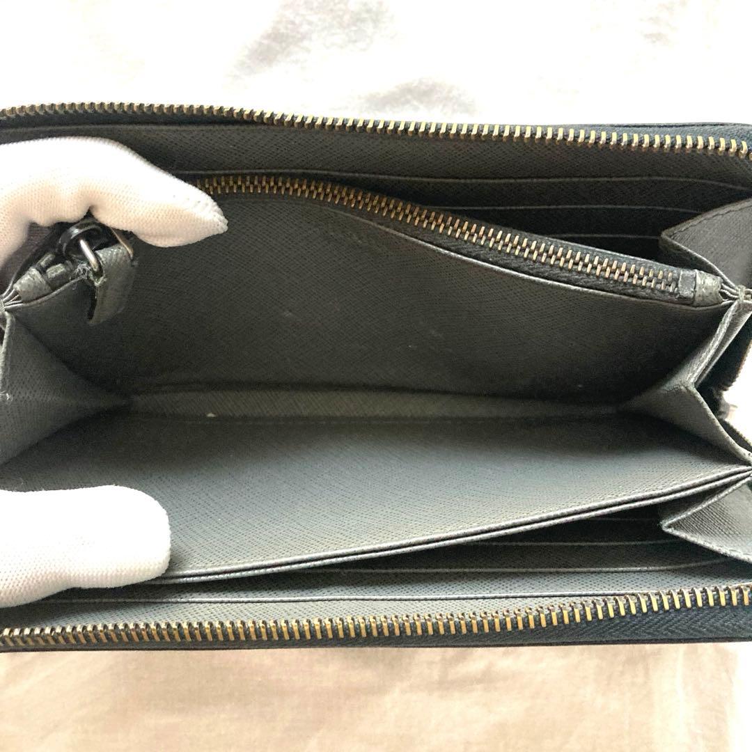 人気　プラダ　長財布　メタルロゴ　サフィアーノレザー　ラウンドジップ　紺色