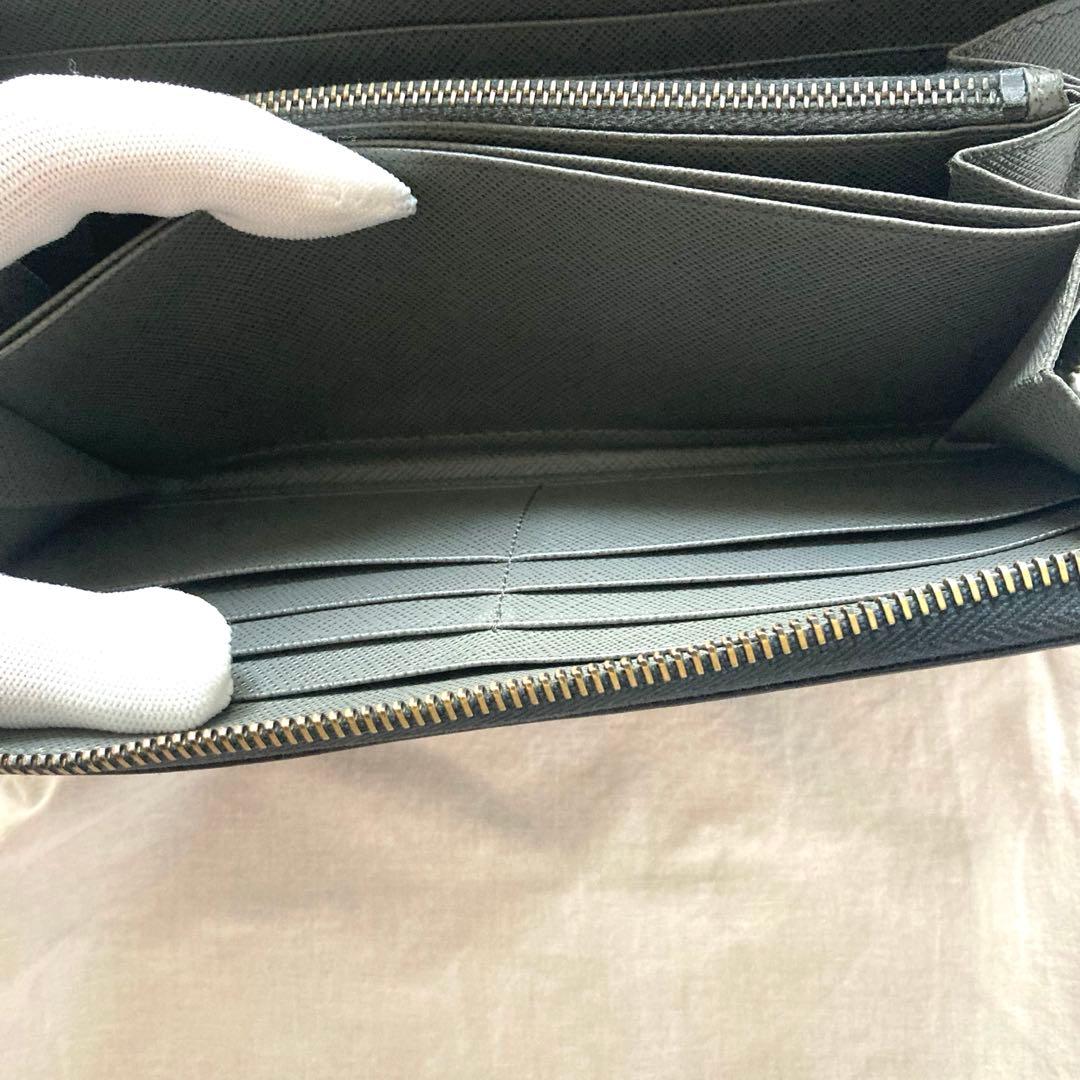 人気　プラダ　長財布　メタルロゴ　サフィアーノレザー　ラウンドジップ　紺色