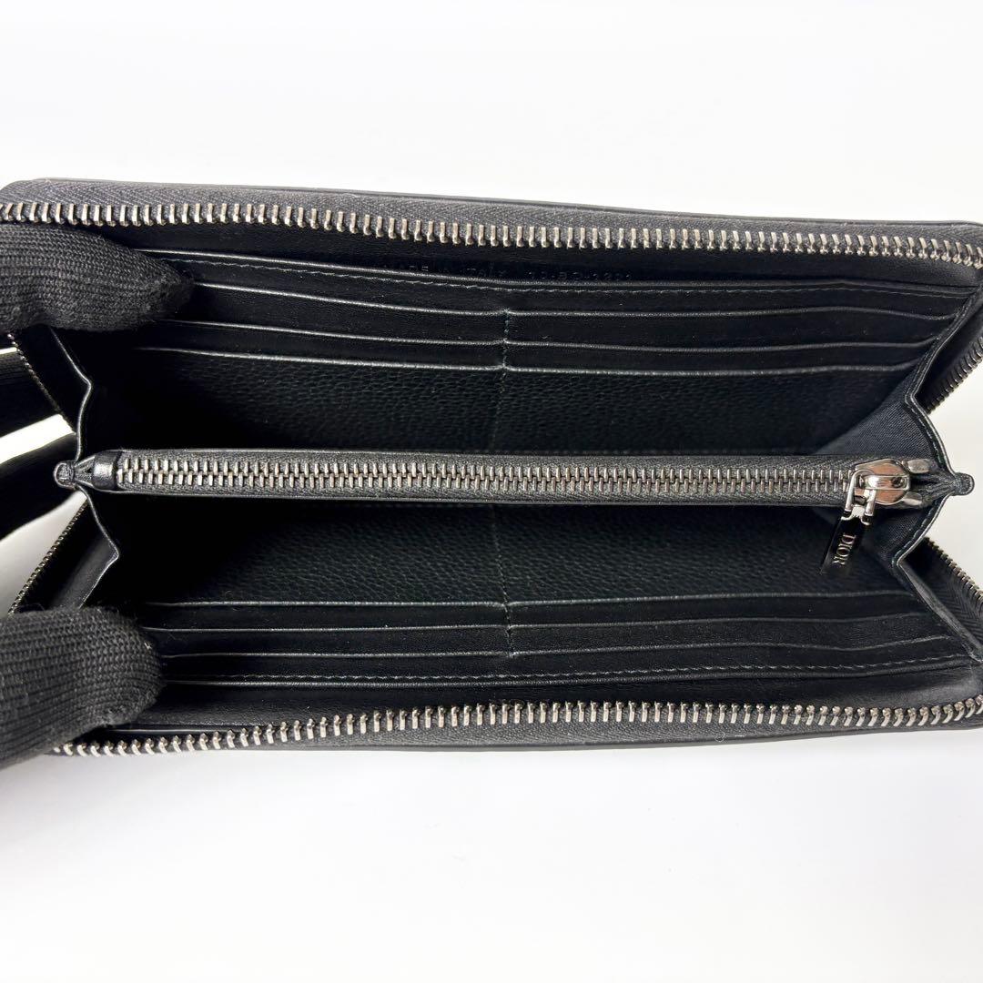 ディオール　CDアイコン　ロングジップウォレット　グレインドカーフスキン長財布.