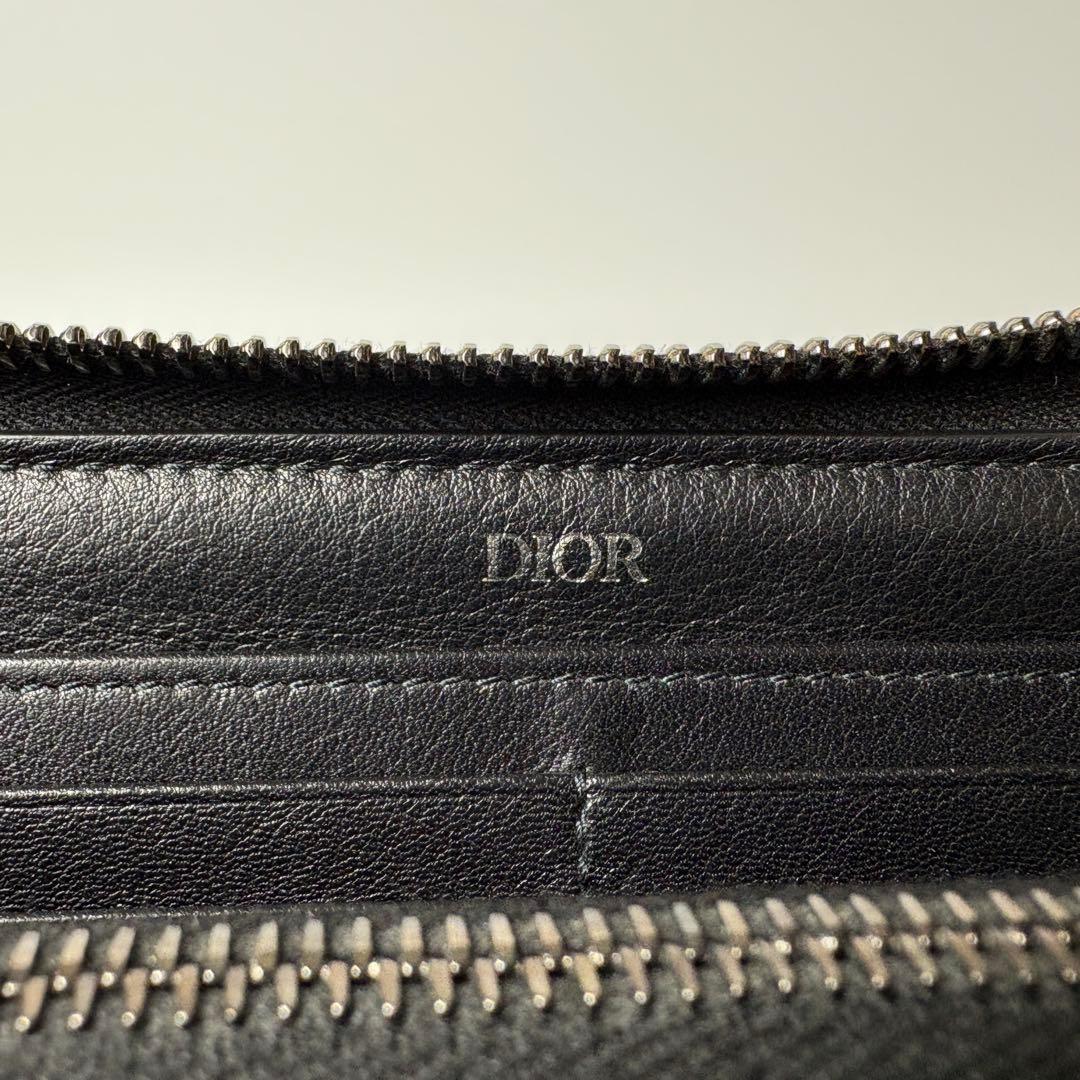 ディオール　CDアイコン　ロングジップウォレット　グレインドカーフスキン長財布.