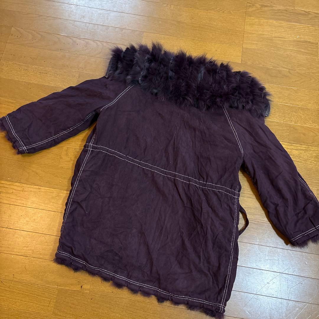 パープル ライニング ダッフルコート　インナーファー