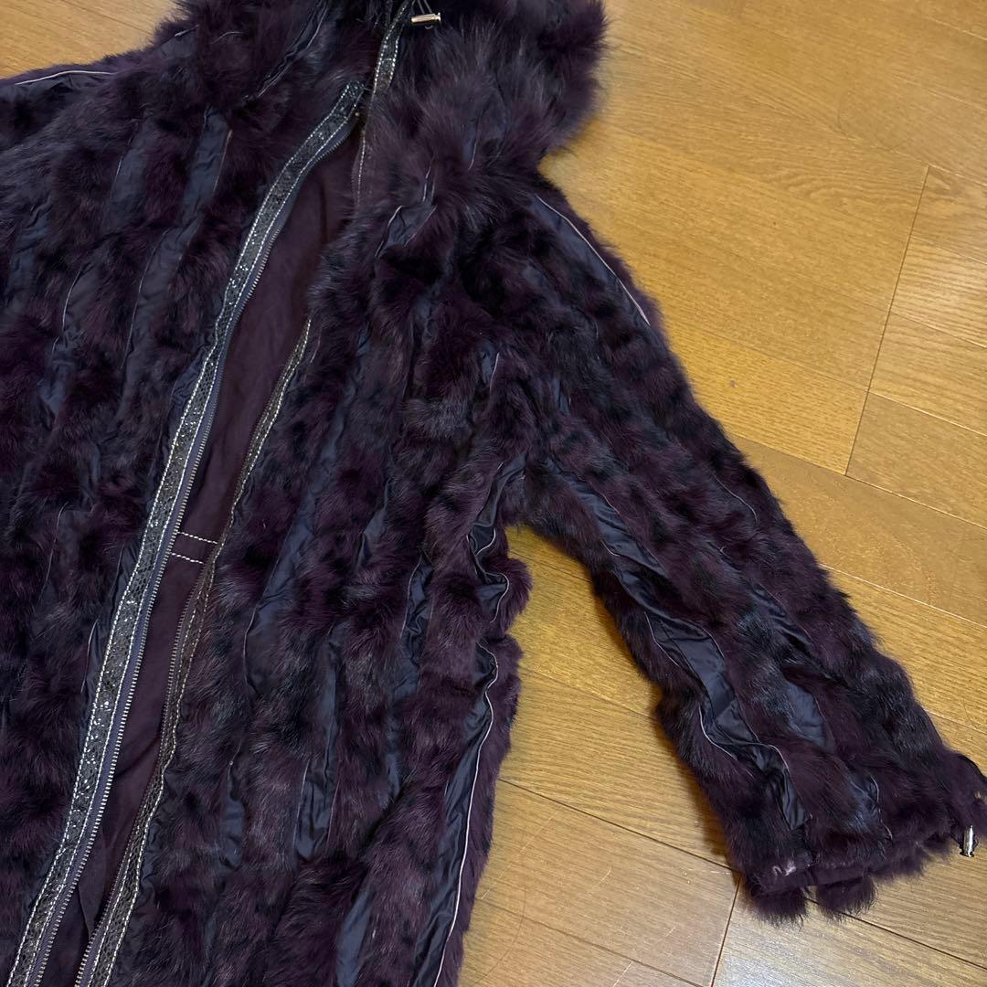 パープル ライニング ダッフルコート　インナーファー