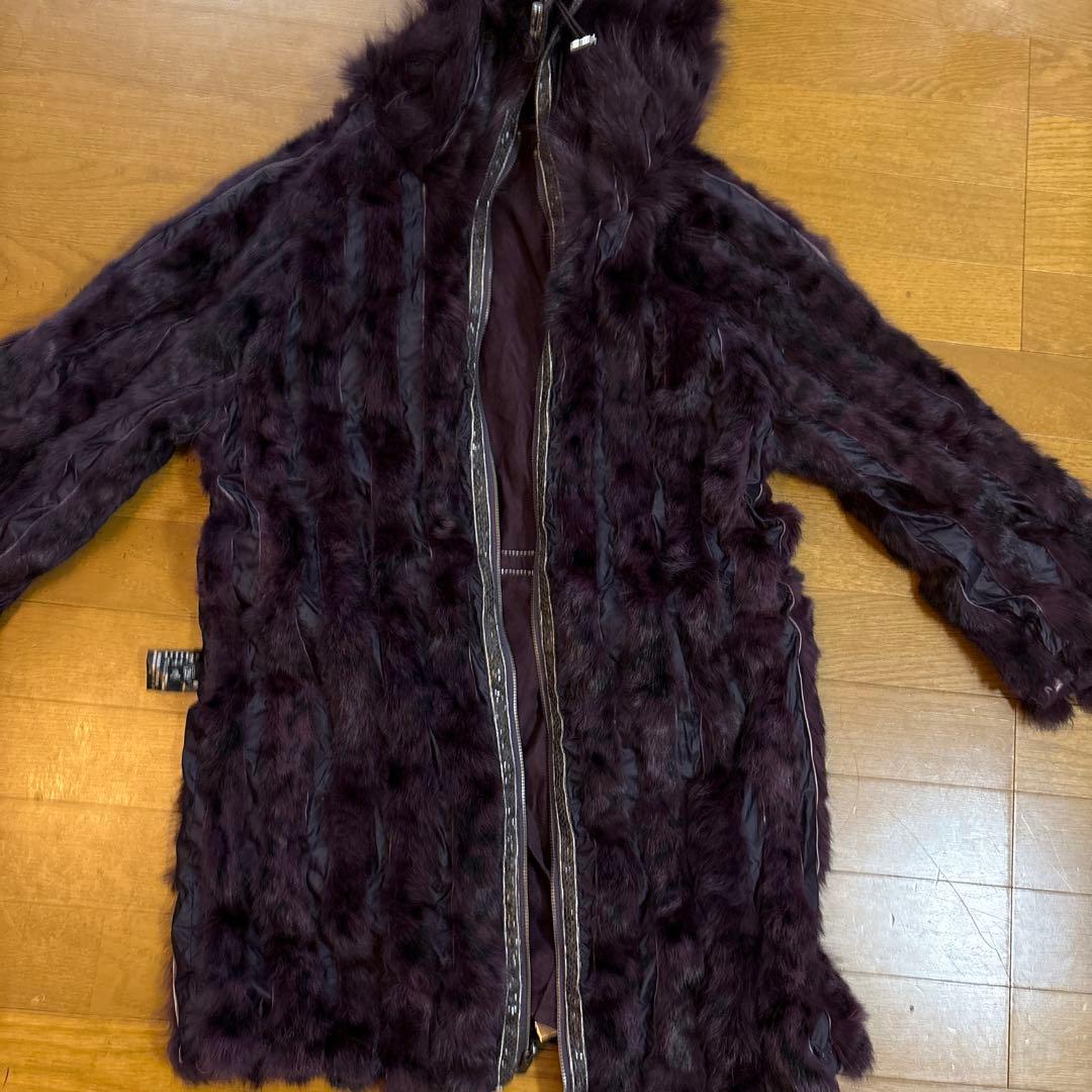 パープル ライニング ダッフルコート　インナーファー