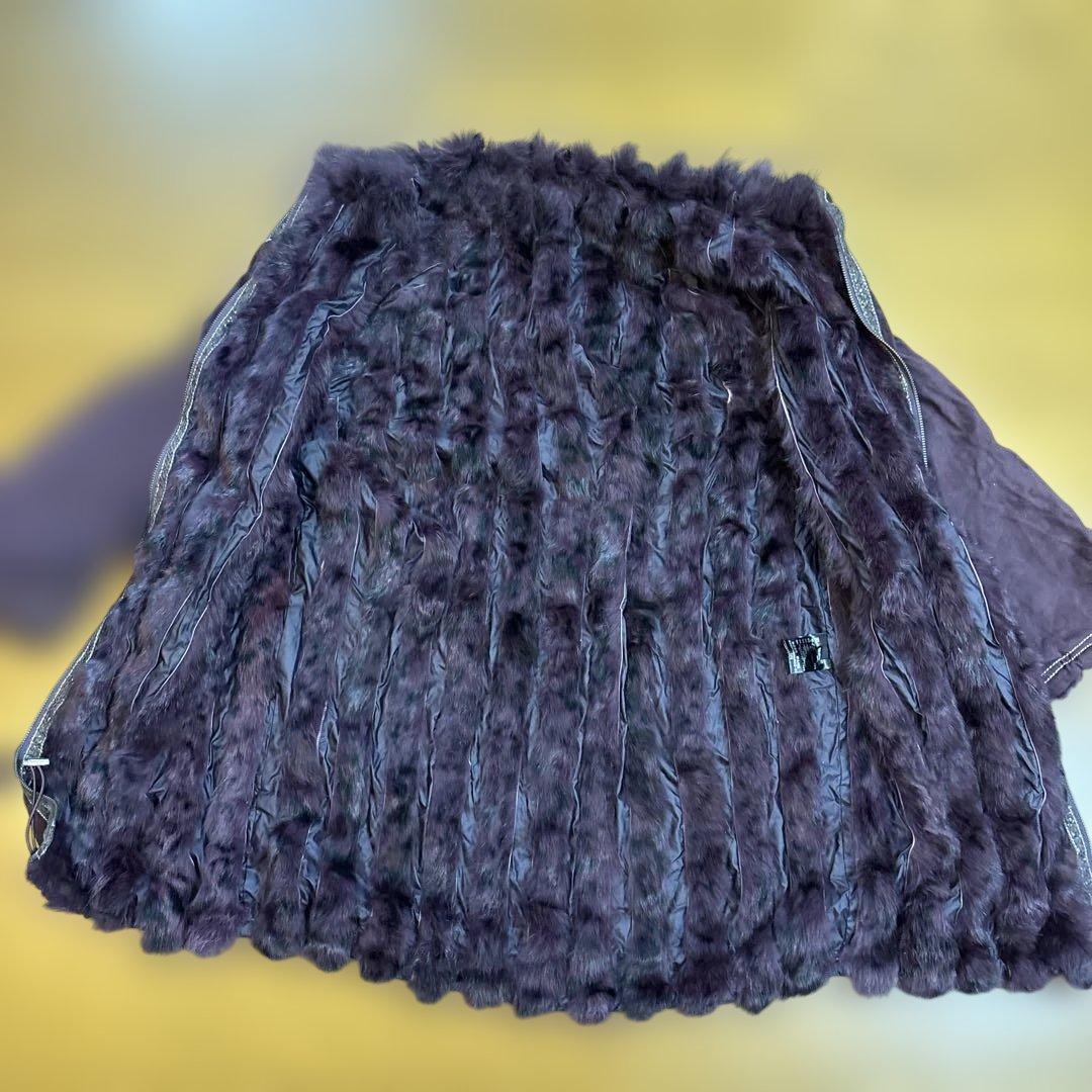 パープル ライニング ダッフルコート　インナーファー