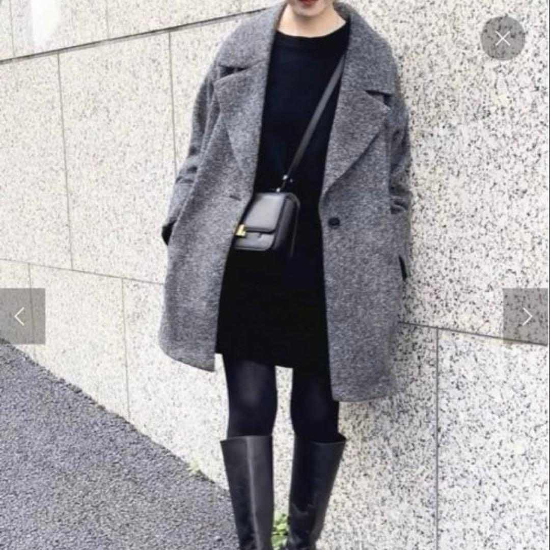 スピックアンドスパン　ダブルスライバーヘリンボーンミドルコート