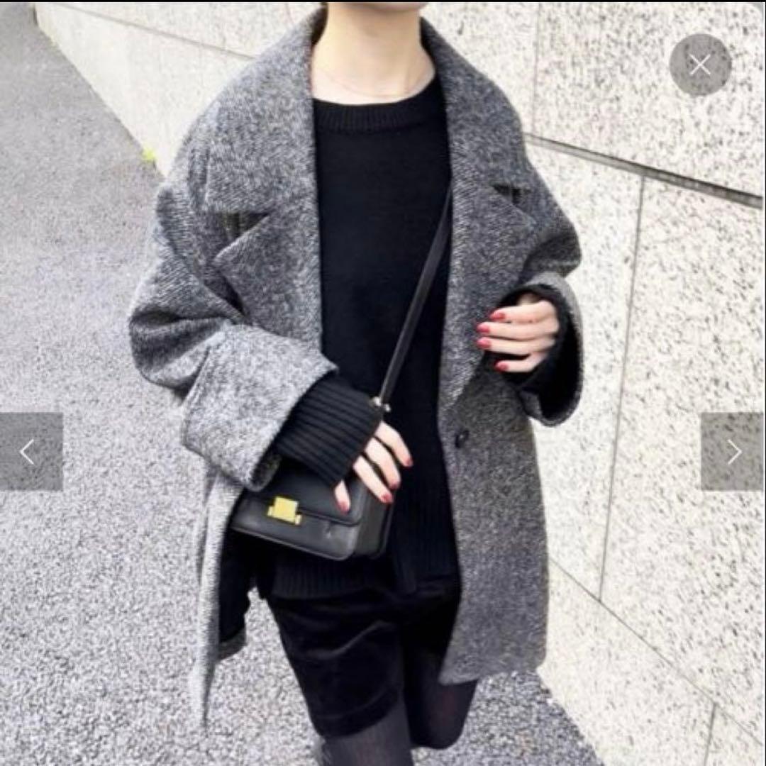 スピックアンドスパン　ダブルスライバーヘリンボーンミドルコート