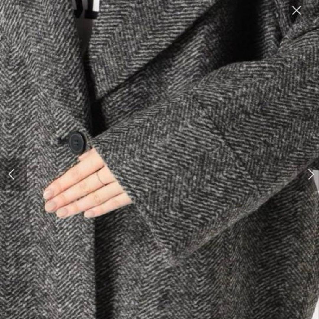 スピックアンドスパン　ダブルスライバーヘリンボーンミドルコート