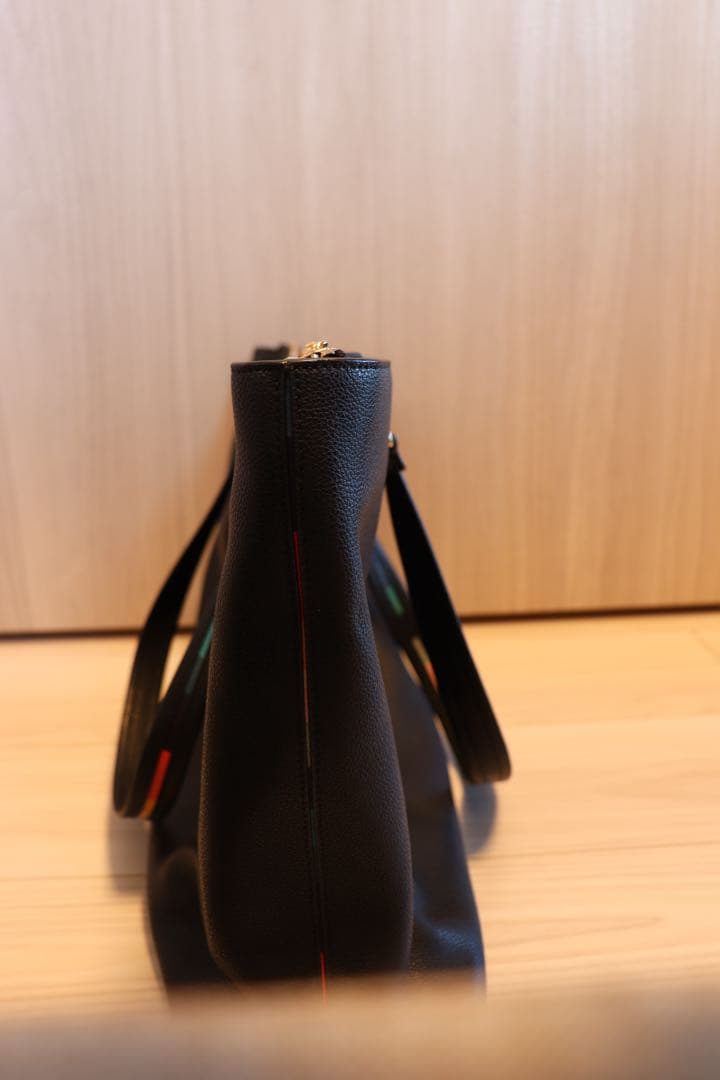 【Paul Smith】インレイドストライプハンドル トートバック　ブラック