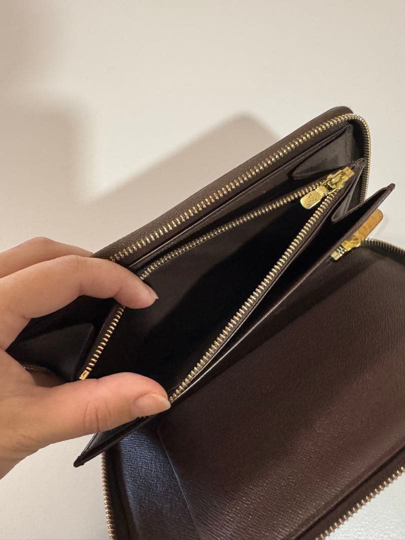 ダミエ・キャンバス 長財布 ゴールドファスナー