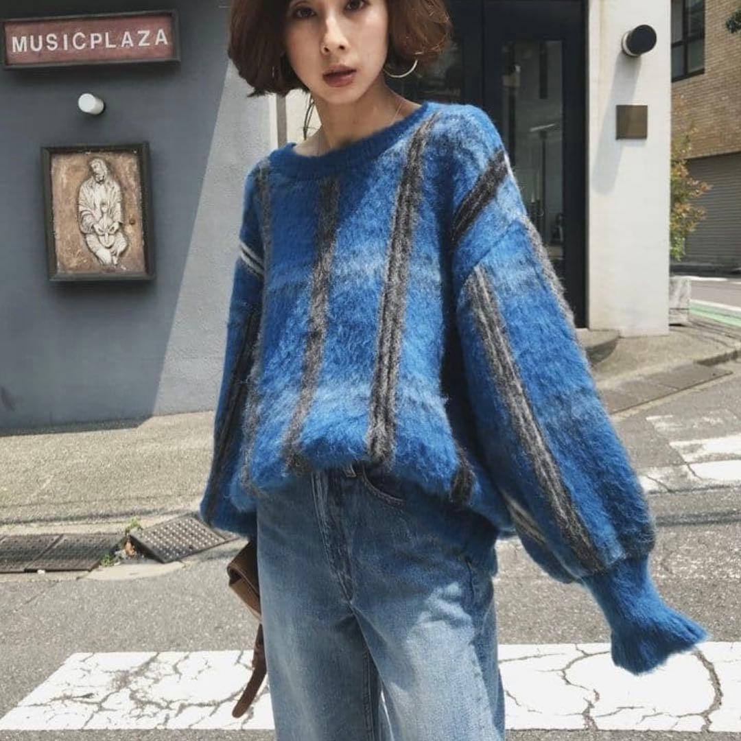 MOHAIR STRANGE CHECK KNIT　アメリヴィンテージ