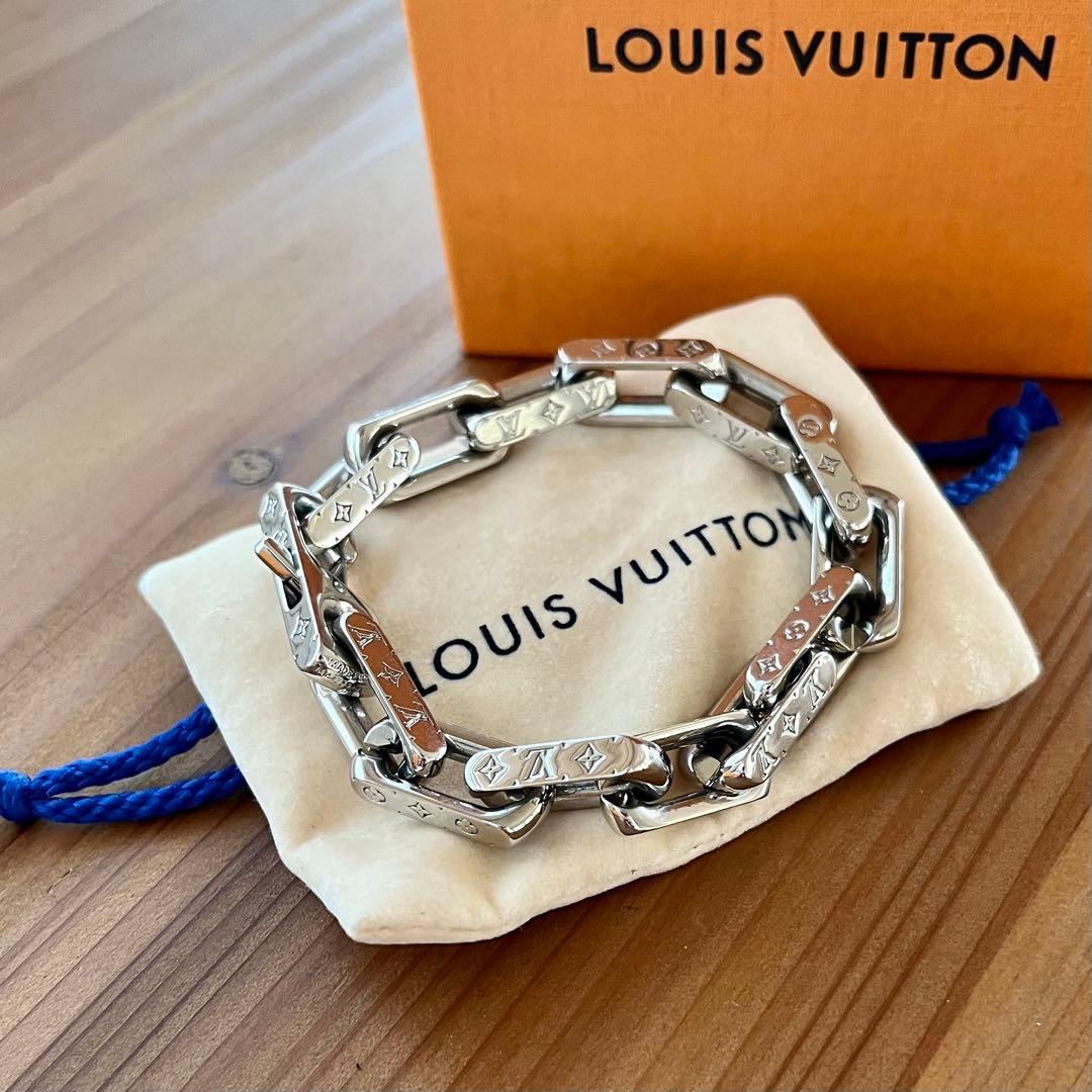 【正規品】ヴィトン ブレスレット コリエ チェーンモノグラム メタルシルバー
