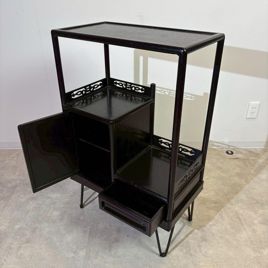 脚付茶棚　唐木　リメイク家具　和家具　時代家具　和モダン　ミニ茶棚　茶箪笥