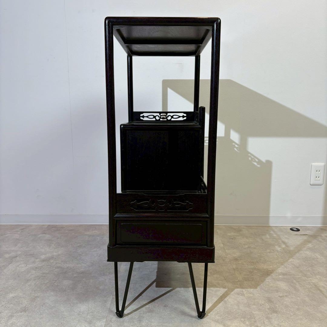 脚付茶棚　唐木　リメイク家具　和家具　時代家具　和モダン　ミニ茶棚　茶箪笥