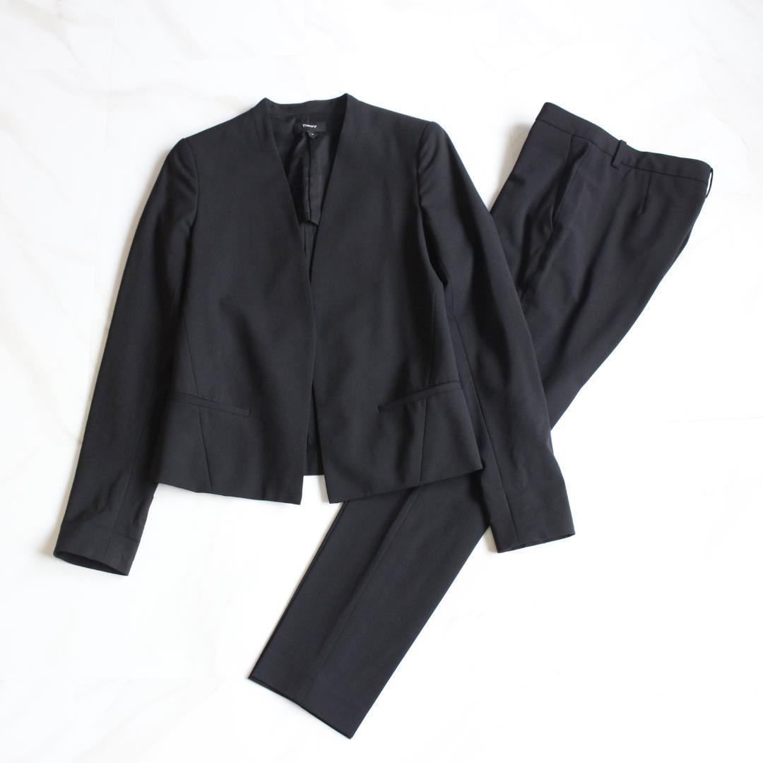 Theory セットアップスーツ Sサイズ ブラック ノーカラー パンツ