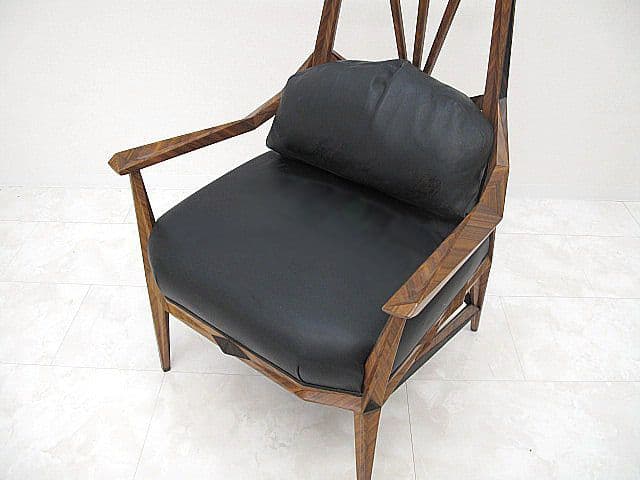 展示品ヴィンテージ アールデコ様式本革ハイバックパーソナルチェア 1人掛けソファ