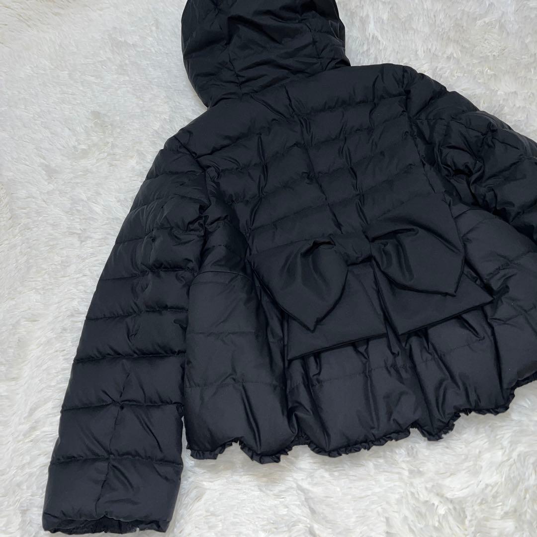 新品　フランシュリッペ ブラック ダウンコート パール　ファー　リボン　黒 M