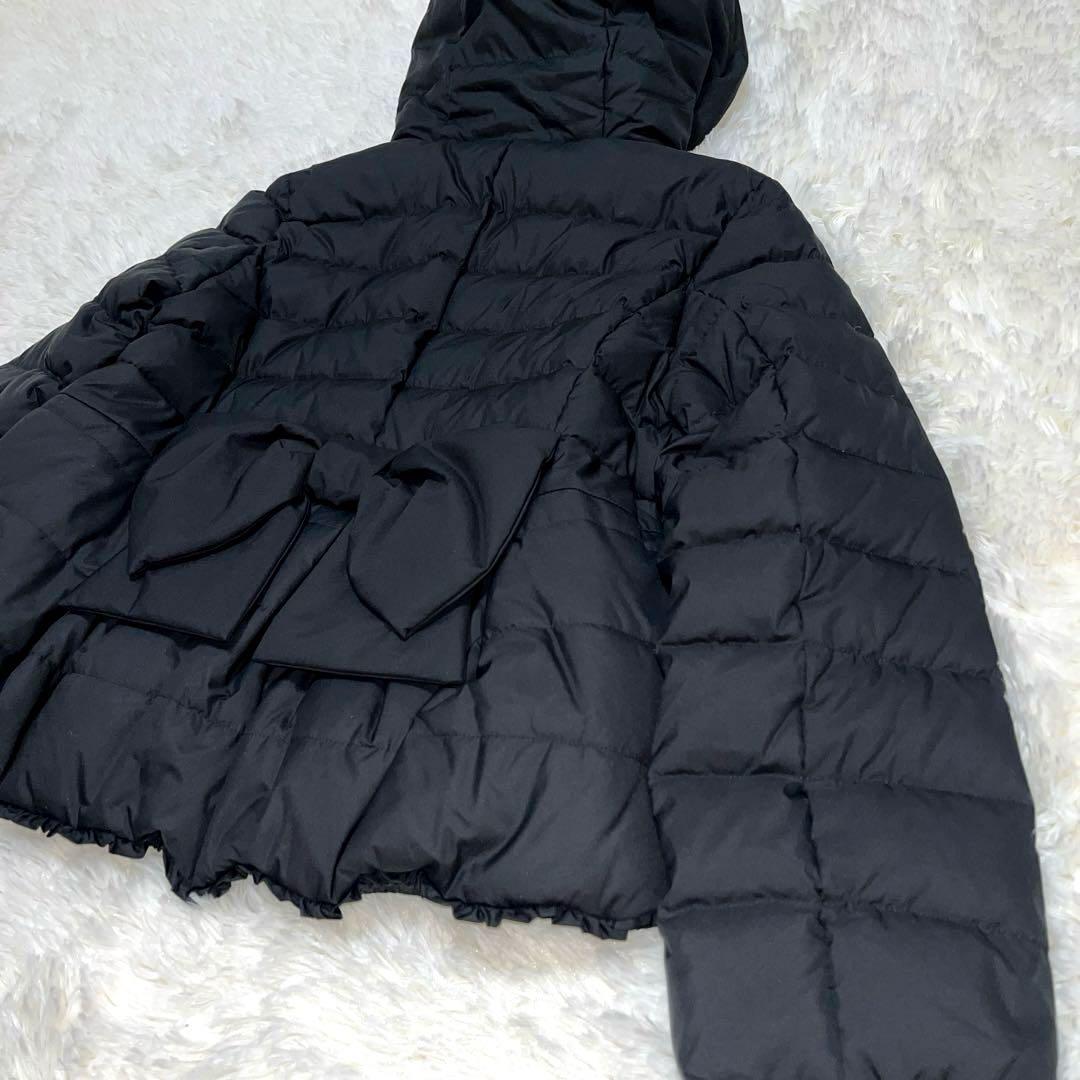 新品　フランシュリッペ ブラック ダウンコート パール　ファー　リボン　黒 M