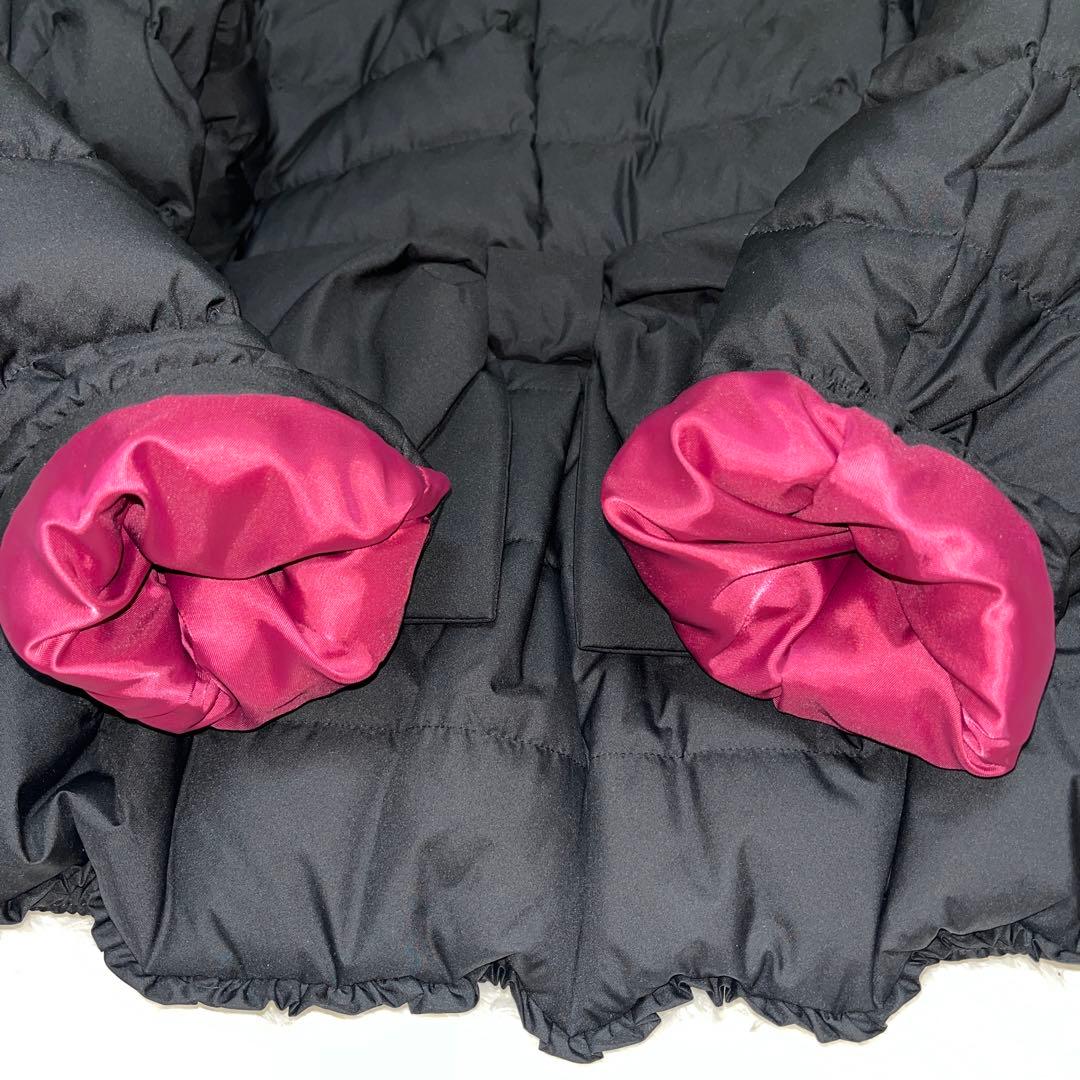 新品　フランシュリッペ ブラック ダウンコート パール　ファー　リボン　黒 M