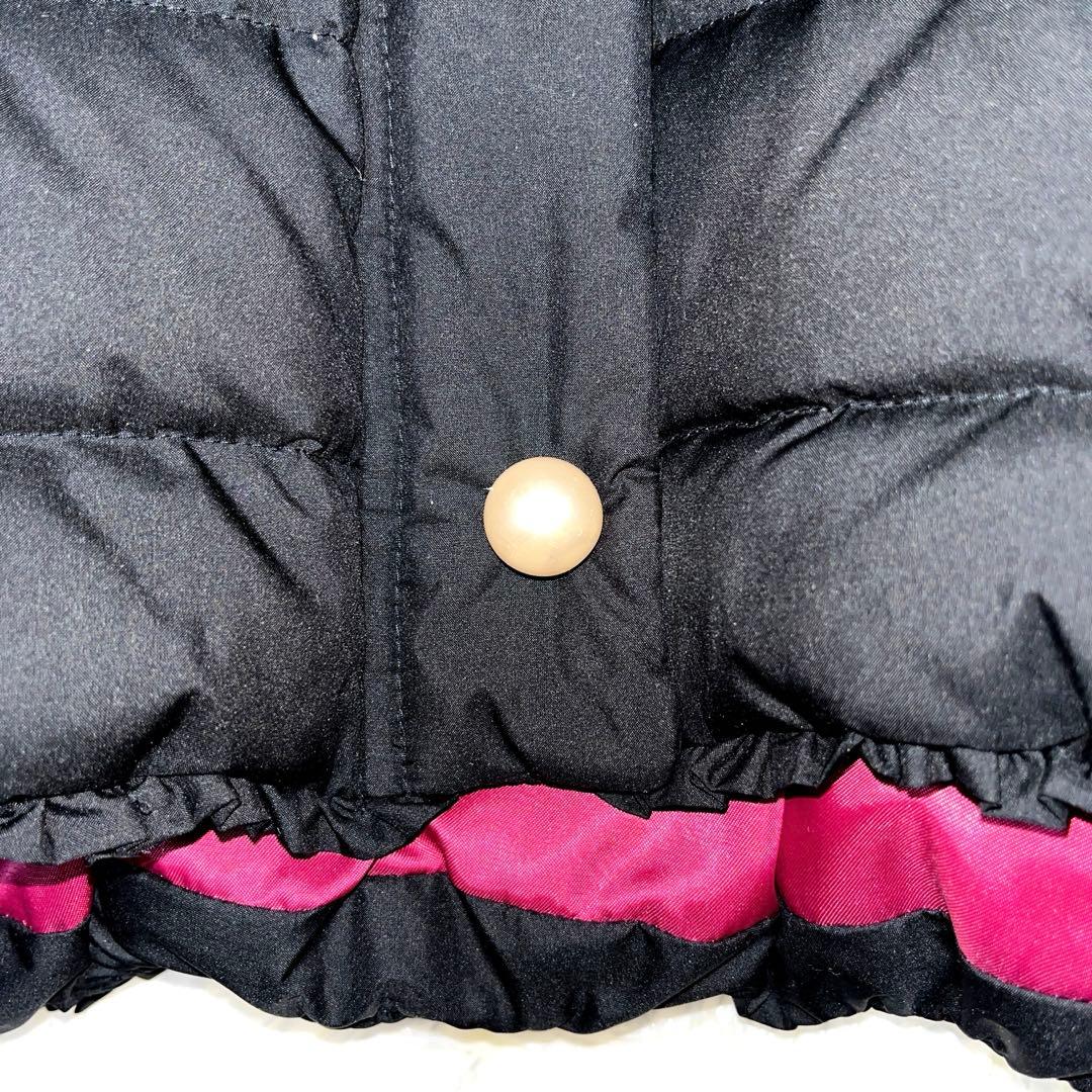 新品　フランシュリッペ ブラック ダウンコート パール　ファー　リボン　黒 M