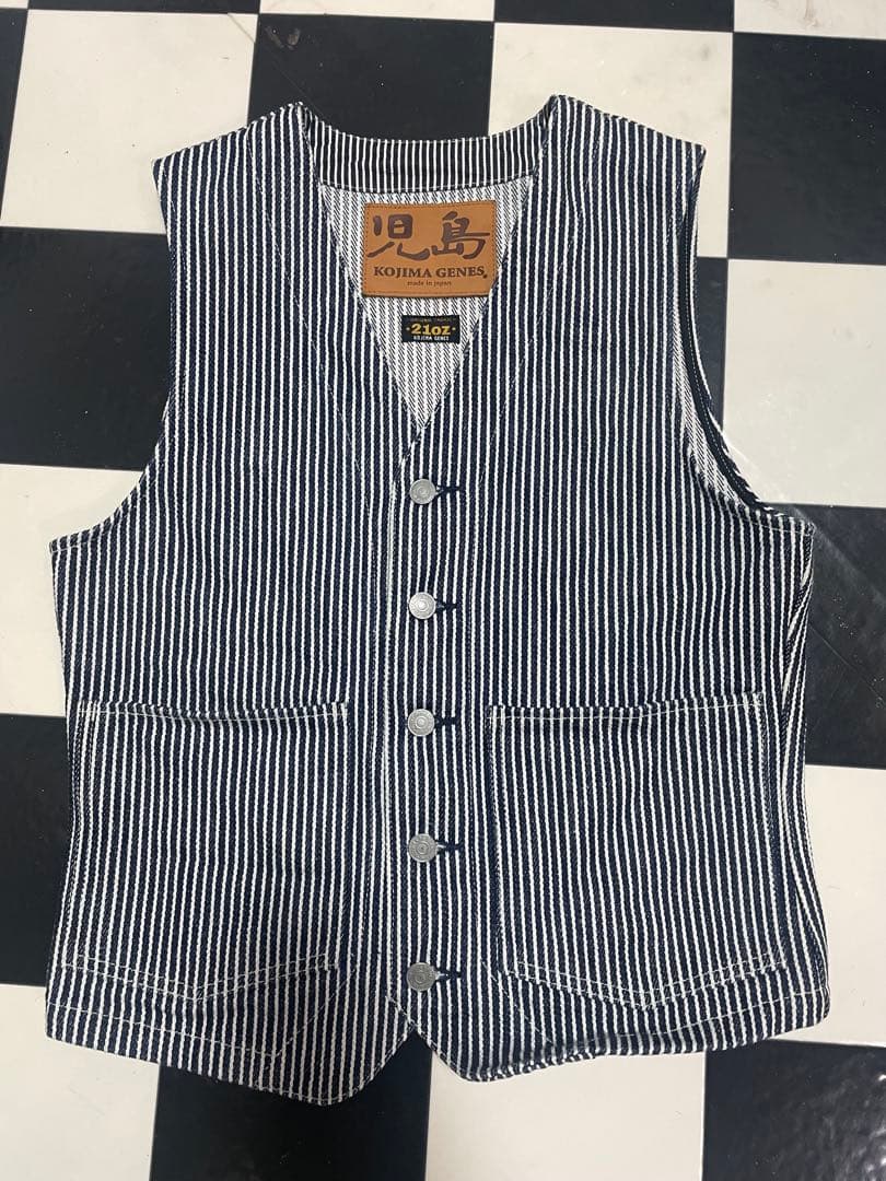 児島ジーンズ　ヒッコリーベスト　21オンス　サイズM