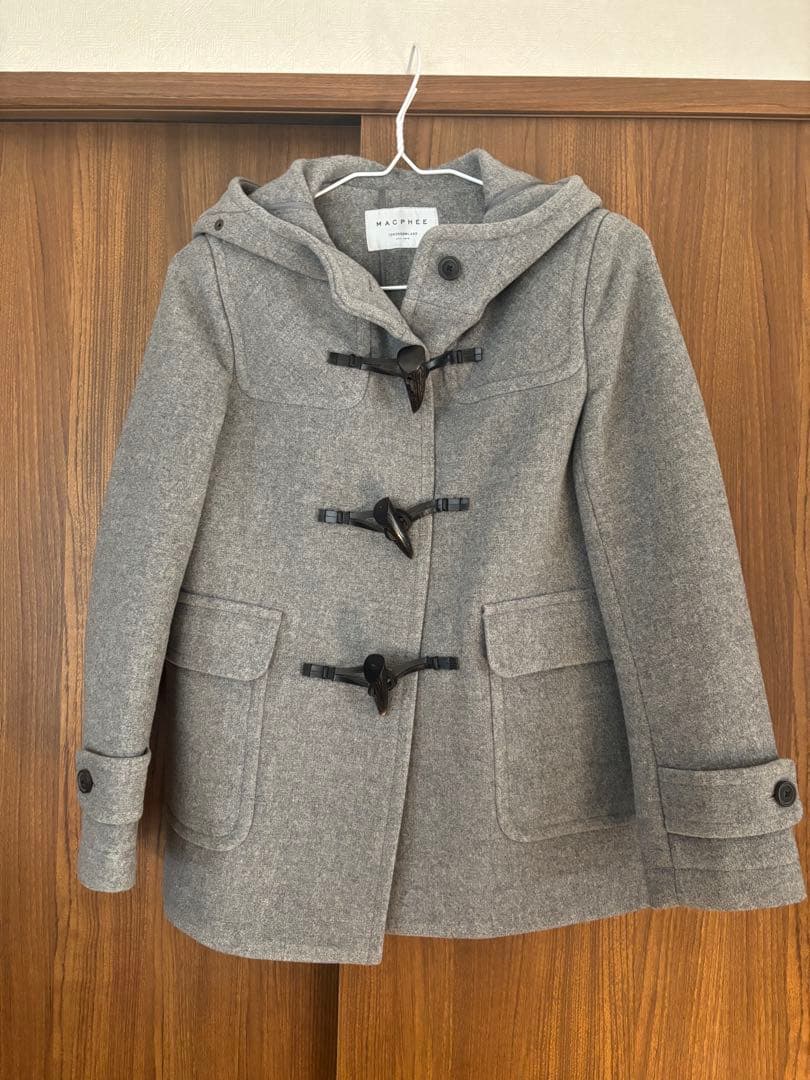 ウールダッフルコート レディースM グレー トグル本革 マカフィー