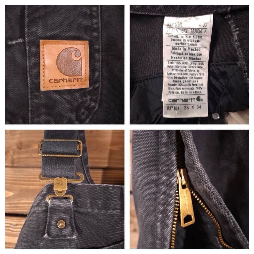 00s carhartt カーハート ダック地 ダブルニー オーバーオール 黒