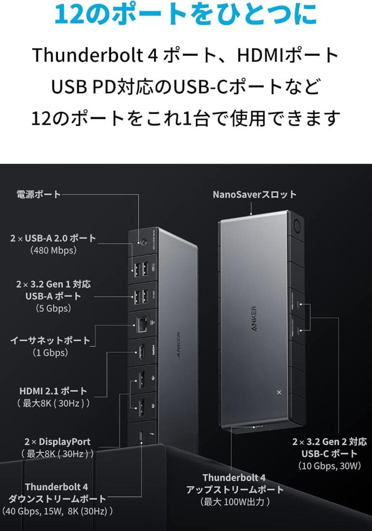 Anker 778 Thunderbolt ドッキングステーション12-in-1
