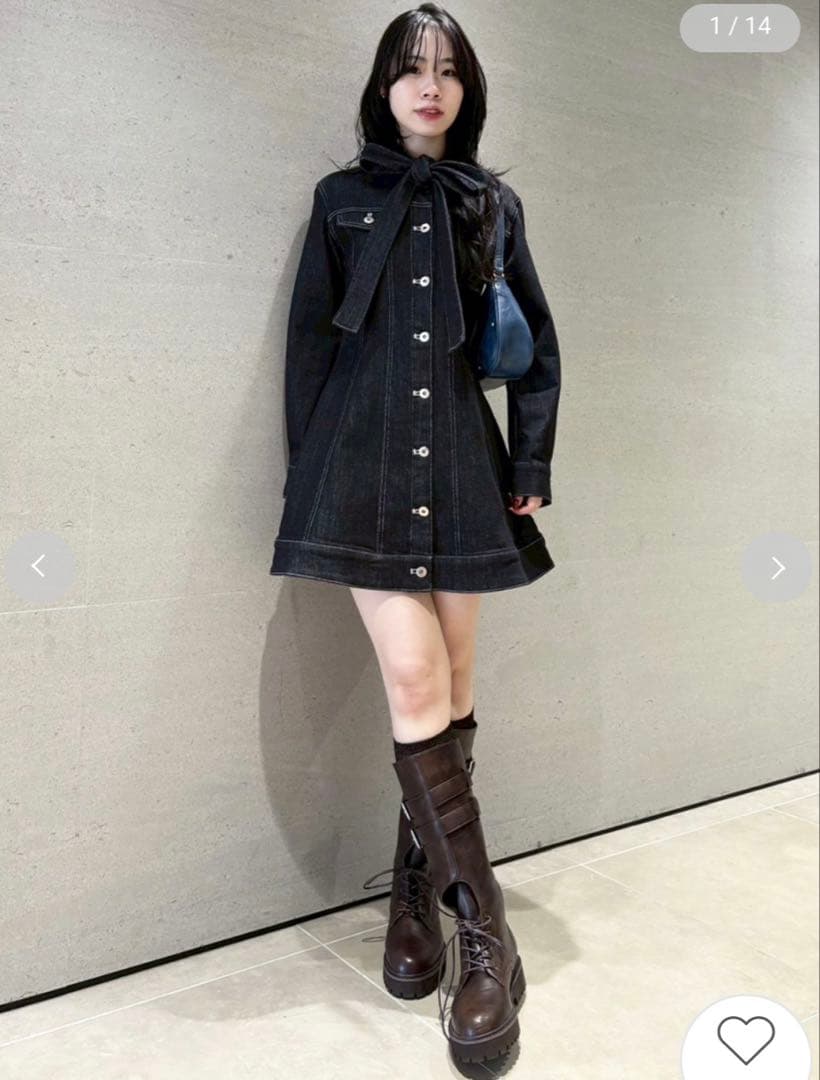 Lily Brown ボウタイデニムミニワンピース 2026年1月新作