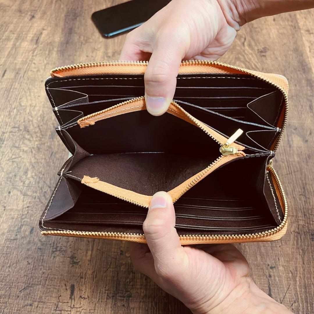 L字ファスナー ヌメ革 編み込み イントレチャート メンズ 財布 長財布 本革