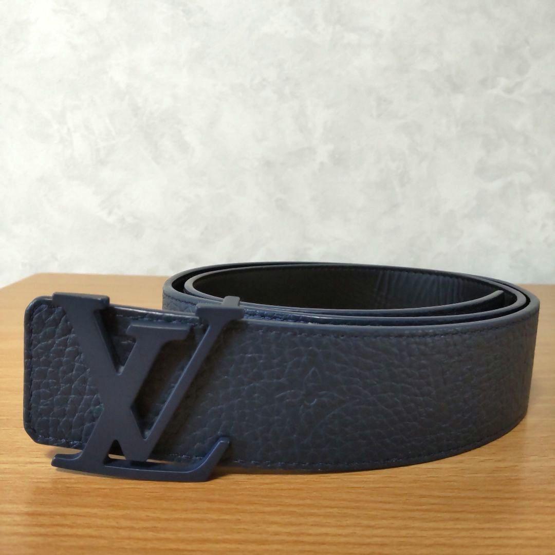 LOUIS VUITTON ネイビー レザー ベルト 85/34