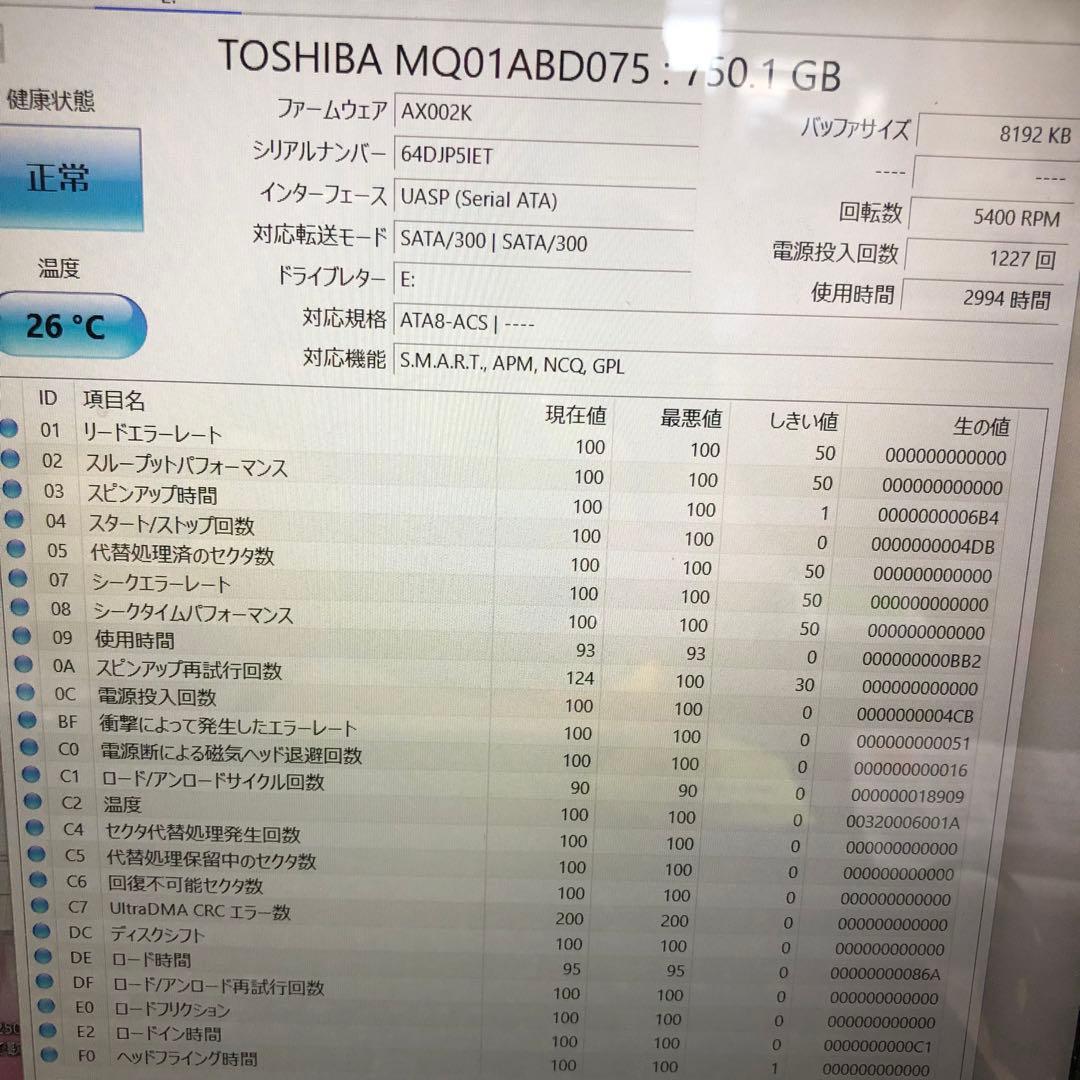 871 正常　750GB HDD 5個　2.5インチ