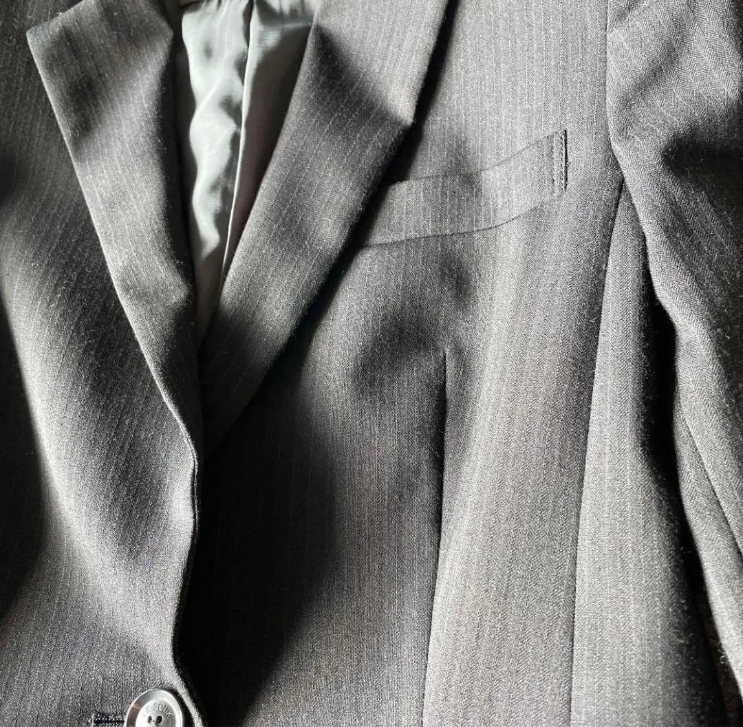 美品　LE SOUK ルスーク ＊ パンツスーツ 38 黒 ストライプ