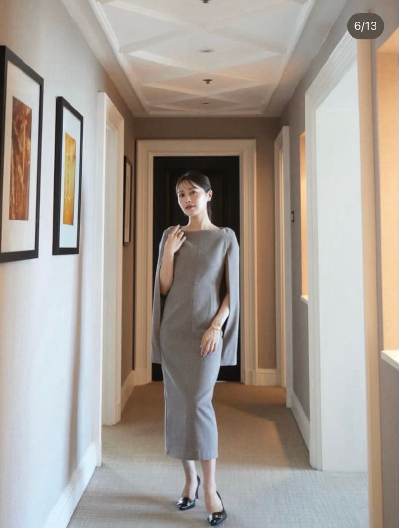 L’aube Blanc Narrow Cape Dress ローブブラン