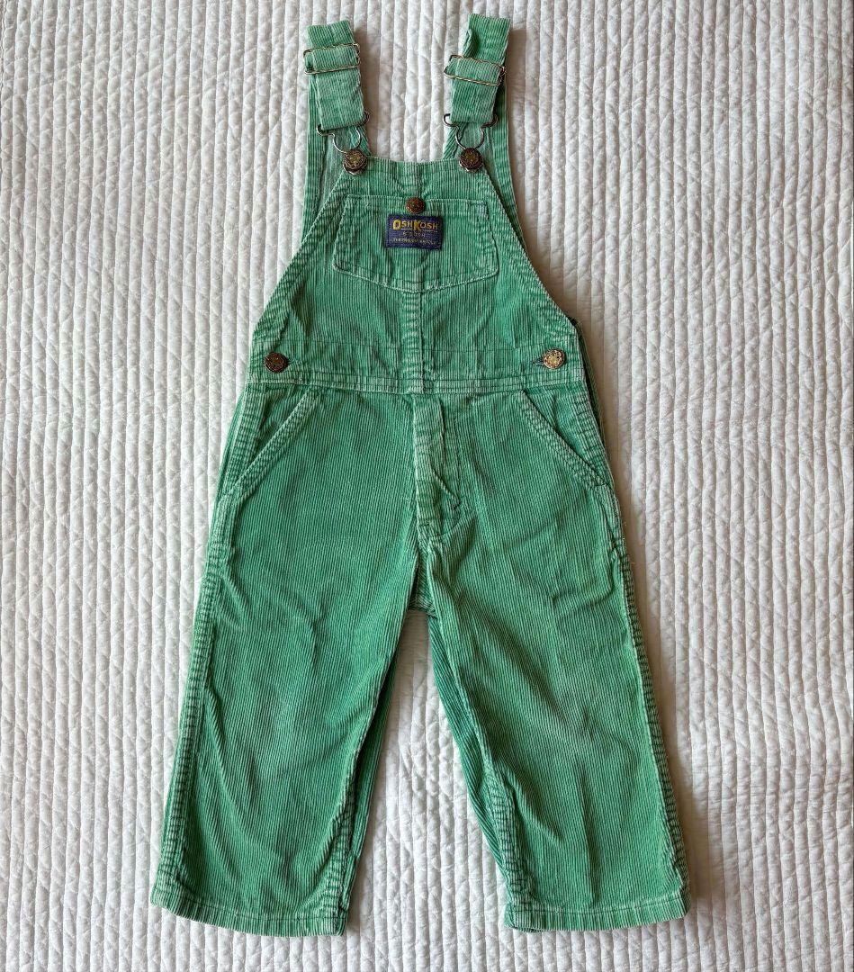 ヴィンテージ　OSHKOSH　緑　コーデュロイ　オーバーオール