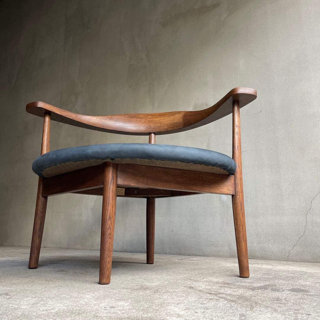 美品　秋岡芳夫　あぐらのかける男の椅子　低座椅子　本革座面張り替え