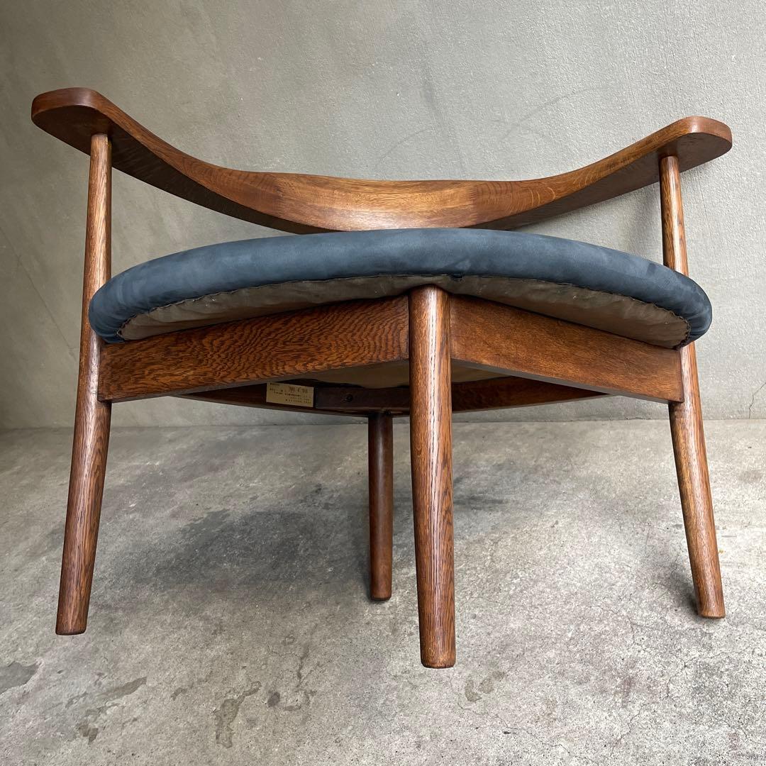 美品　秋岡芳夫　あぐらのかける男の椅子　低座椅子　本革座面張り替え