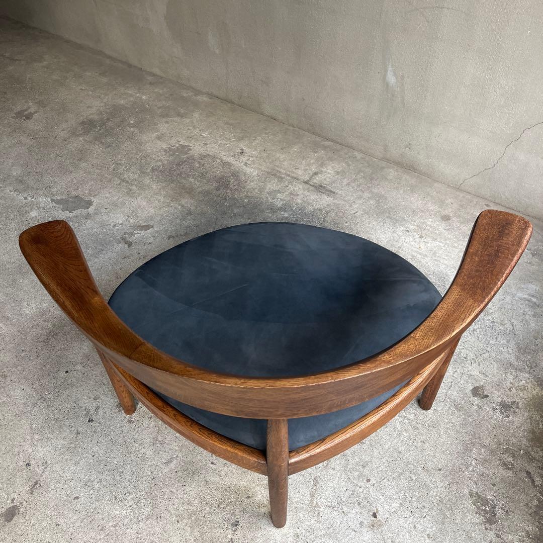 美品　秋岡芳夫　あぐらのかける男の椅子　低座椅子　本革座面張り替え