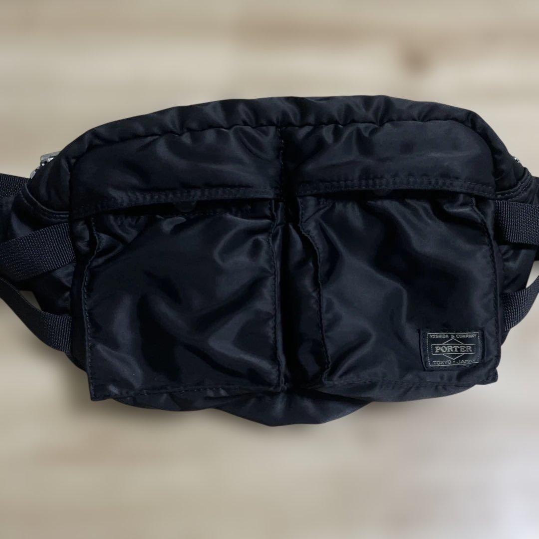 【美品】PORTER ポーター　タンカー　ボディバッグ ウエストポーチ　ブラック