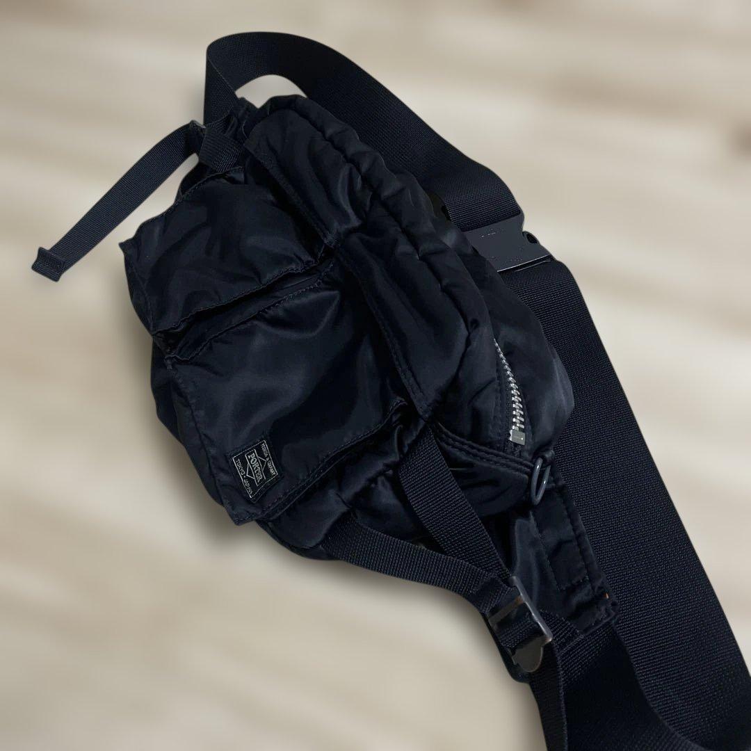 【美品】PORTER ポーター　タンカー　ボディバッグ ウエストポーチ　ブラック