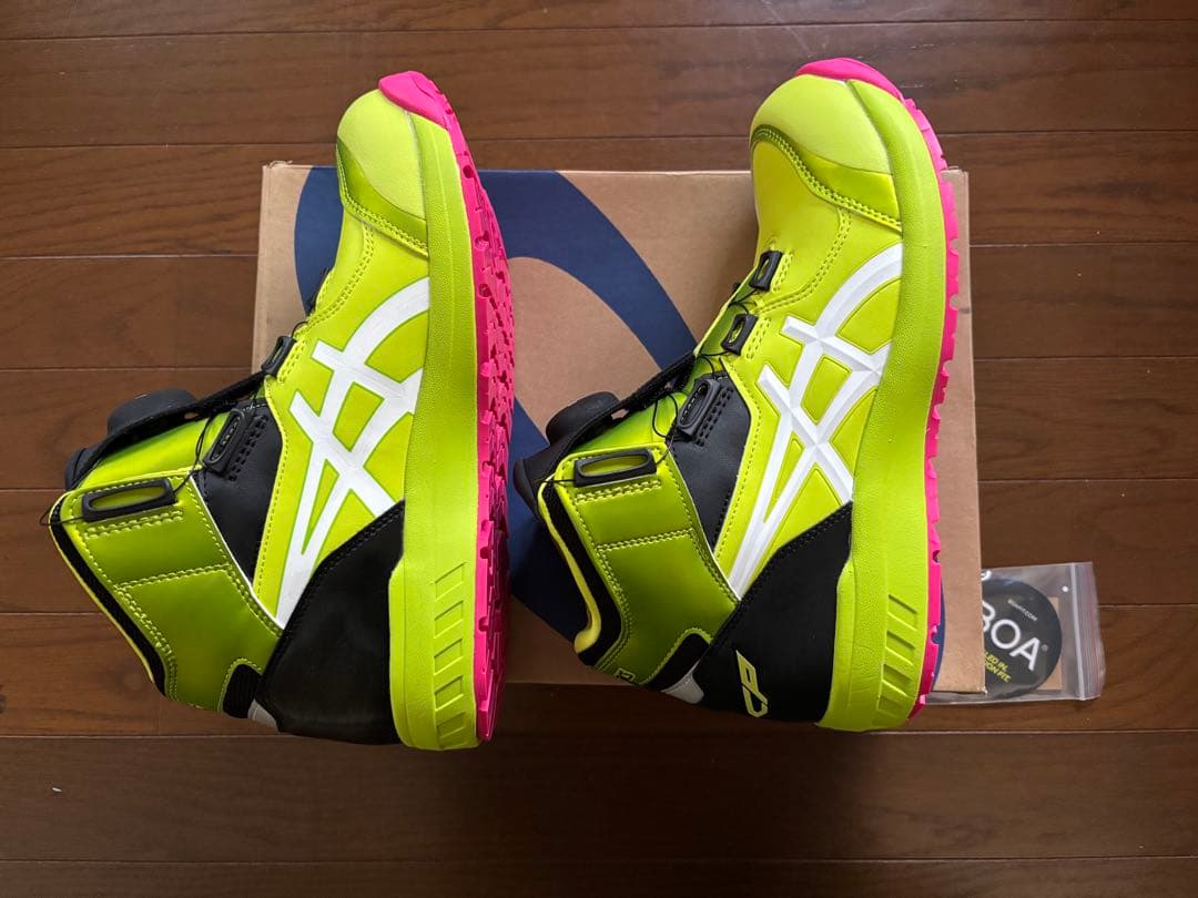 アシックス CP304 BOA安全靴 　ネオンライム×ホワイト　限定カラー
