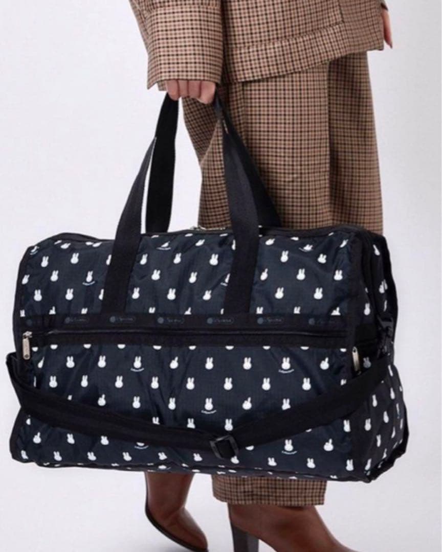 新品 レスポートサック　ミッフィーアンドダーンブラック ボストンバッグ