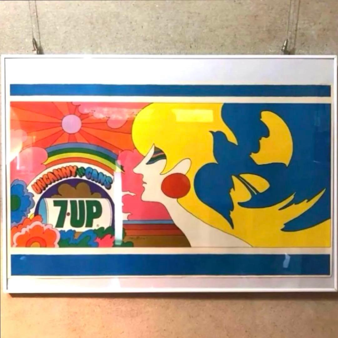 レア　60年代　セブンアップ　7up ポスター　ピーターマックス　看板　ガレージ