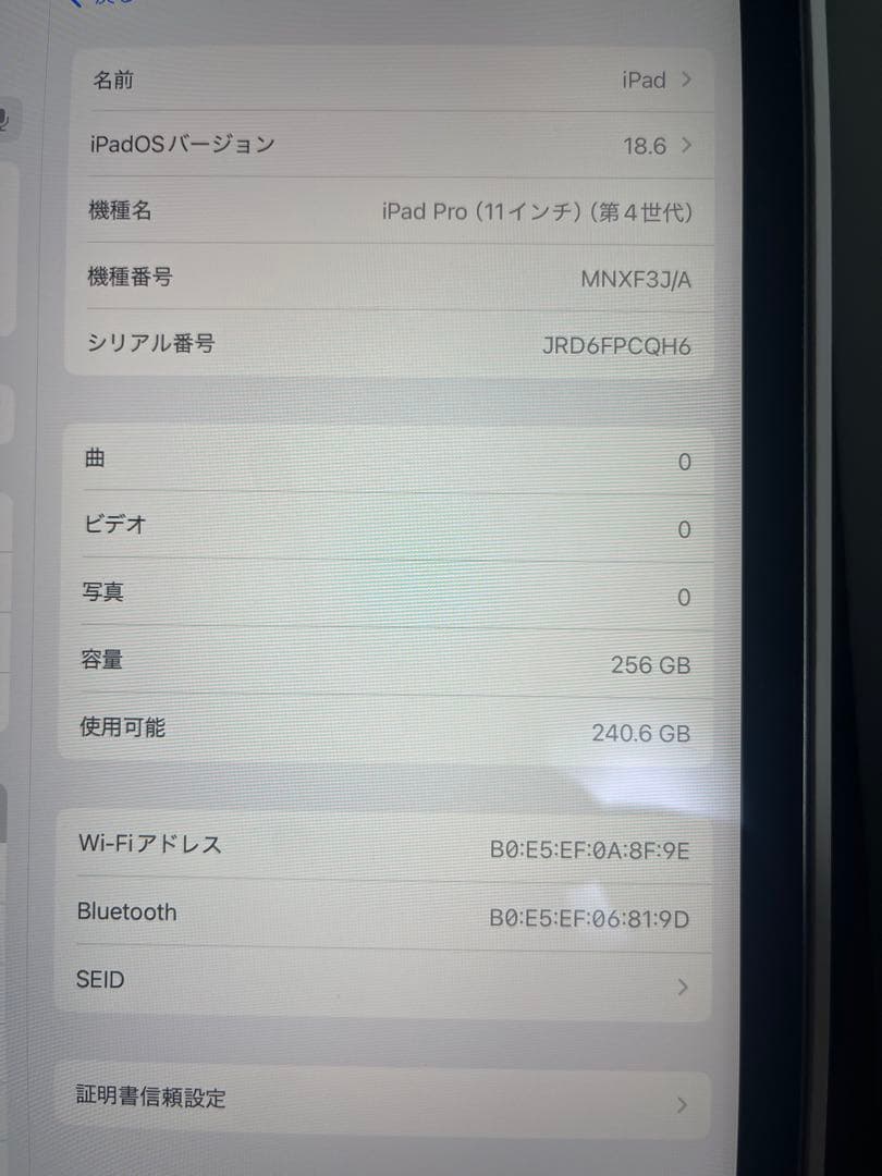 iPadPro11インチ第4世代256GB