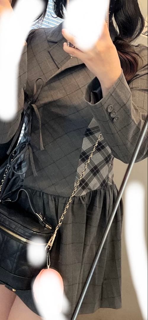 BUBBLES ミックスチェックジャケットワンピース