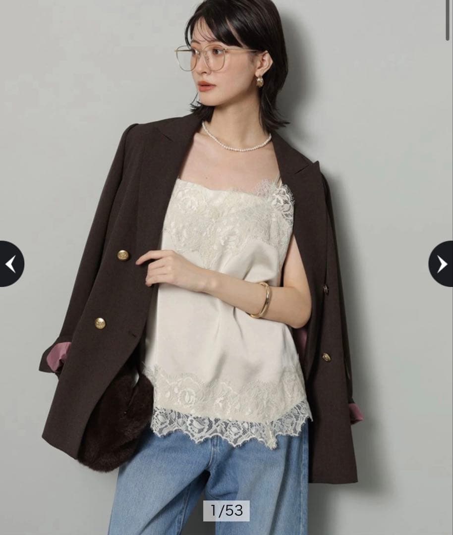 Arpege storyレースサテンキャミ ベージュ 新品タグ付き