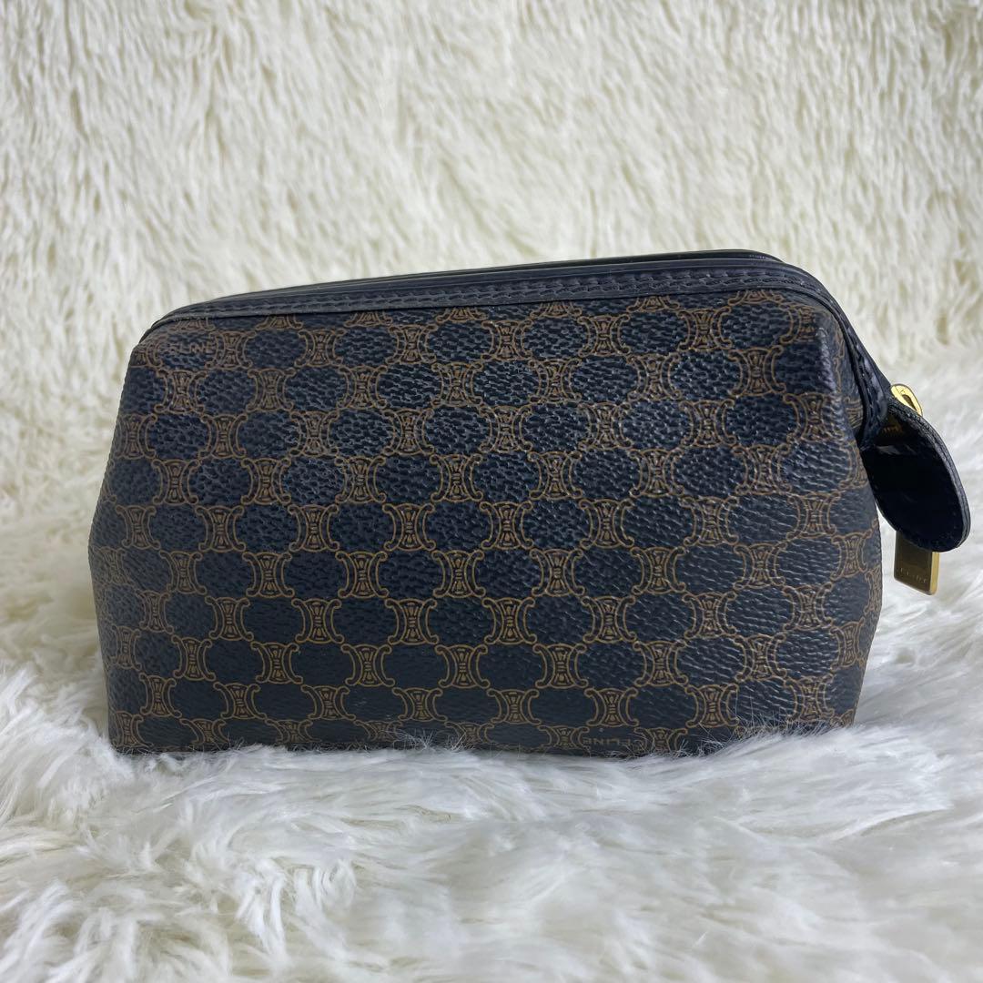 CELINE セリーヌ 黒マカダム ポーチ トリオンフ PVC 化粧ポーチ