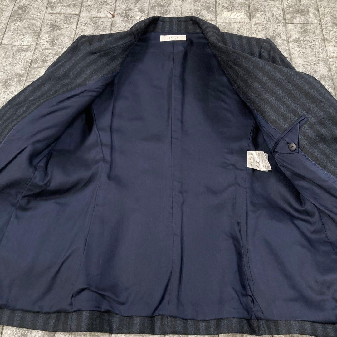 EPOCA パンツスーツ　セットアップ　レザーコンビ　ストライプ