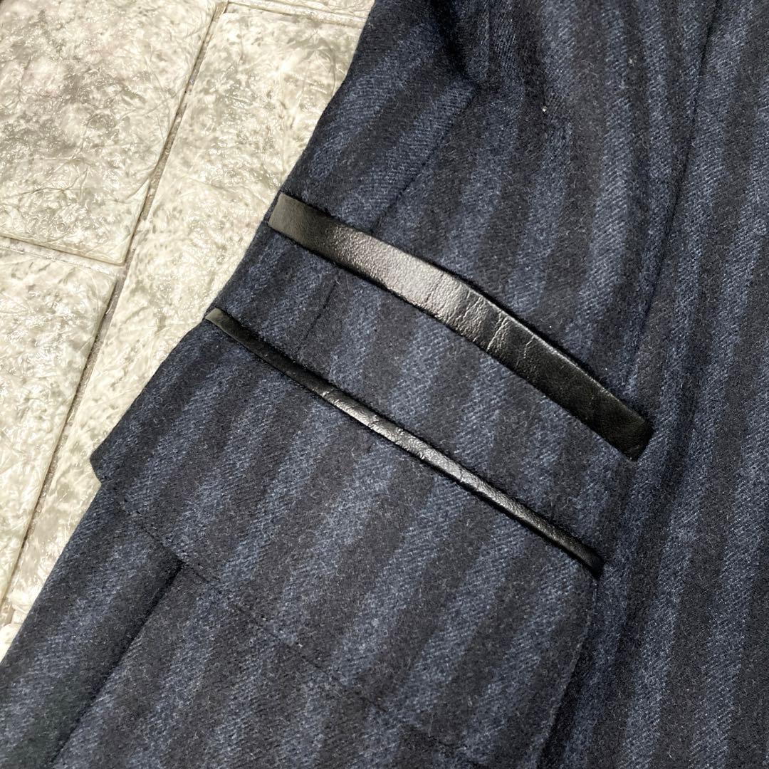 EPOCA パンツスーツ　セットアップ　レザーコンビ　ストライプ