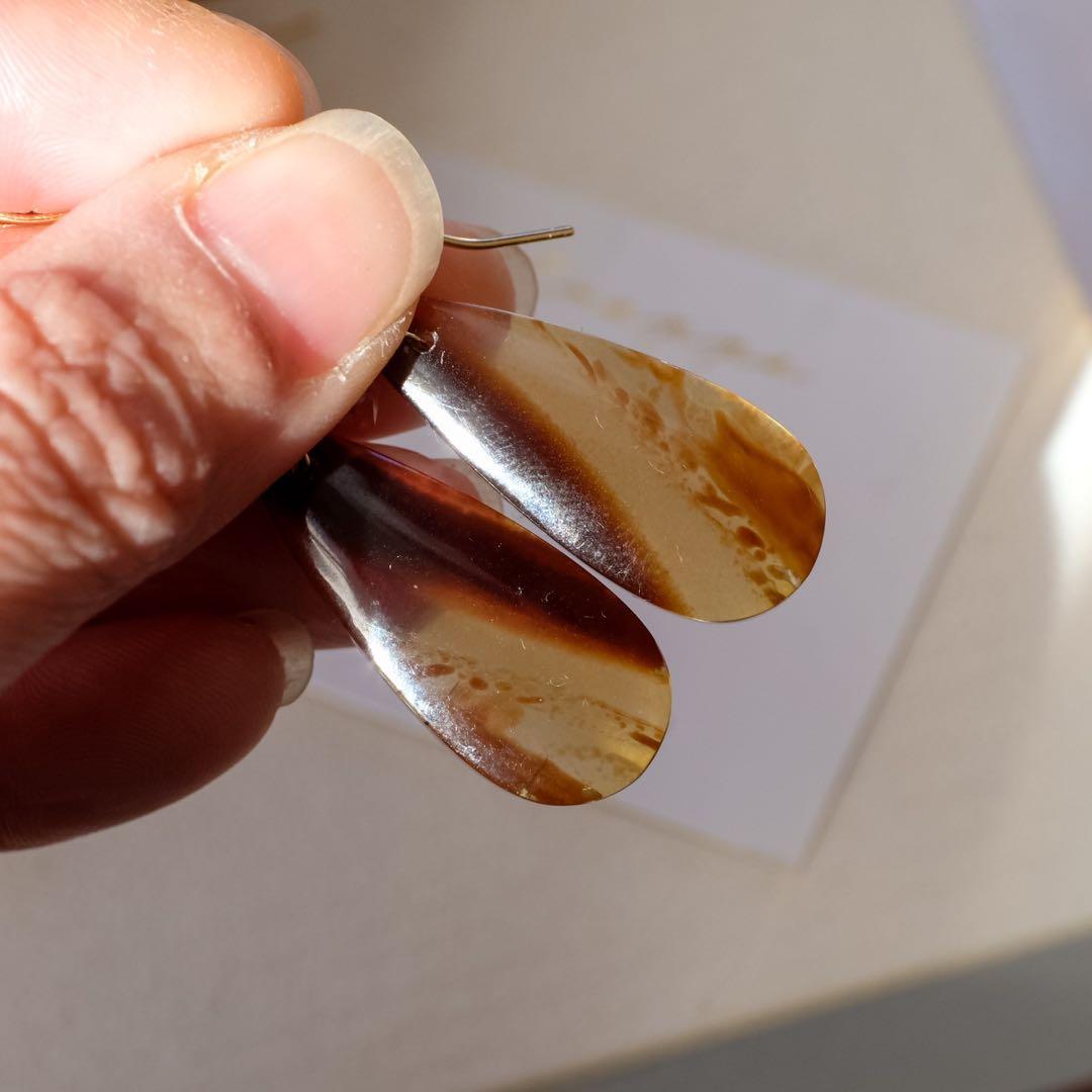 ハニーフラット ♦︎14kgfブルーアンバーピアス/イヤリング