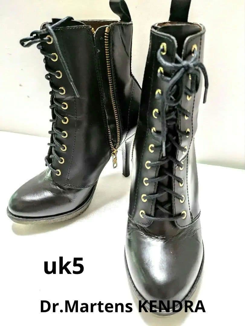 希少完売Dr.Martens KENDRA UK5黒 ブーツ10ホールピンヒール